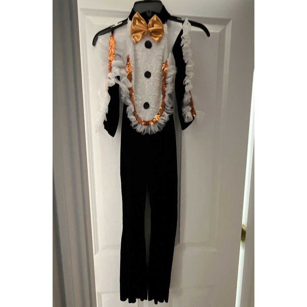 Penguin Dansco FINA Girls Black Velour Dance Unitard Costume, Size MC